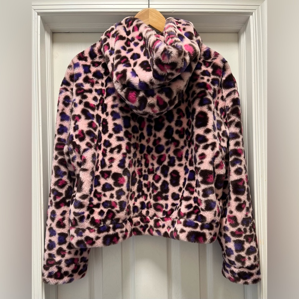 UGG Mandy Faux Fur Leopard Fairy Tale Hoodie Coat, Size M EXCELLENT CONDITION - Picture 2 of 4